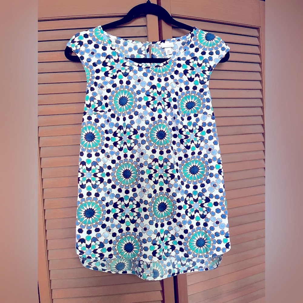 Merona Blue and Green Sleeveless Blouse